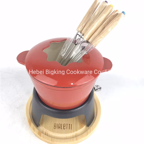 Conjunto de fondue de ferro fundido esmaltado/panelas de ferro fundido