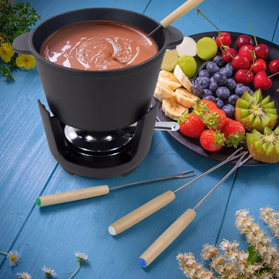 Conjunto de fondue de ferro fundido de 7